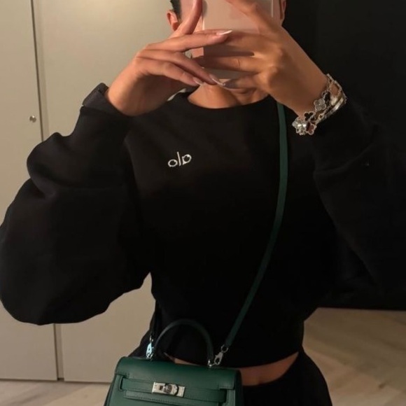 alo Accolade Crew Neck Pullover in Black - Picture 10 of 14